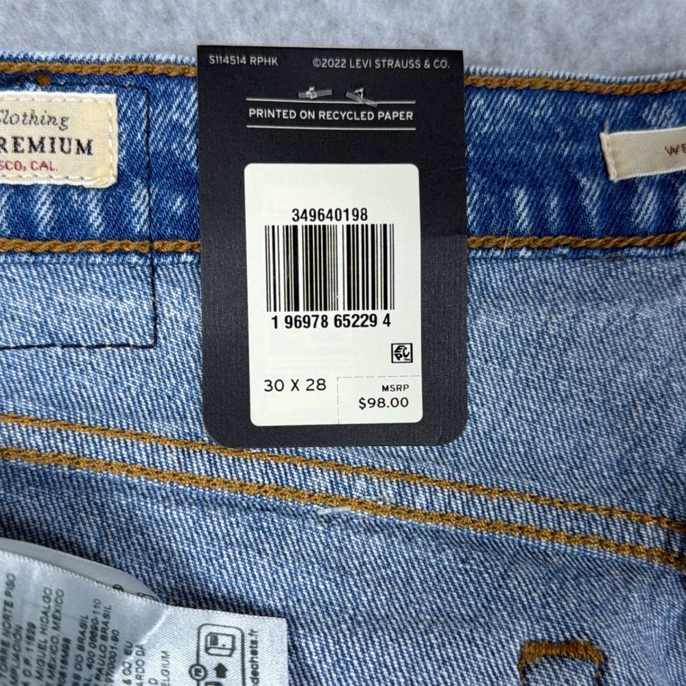 Levis Premium Wedgie Straight Jeans Blue Marble High Rise Button Fly 30x28 NEW - Picture 3 of 11